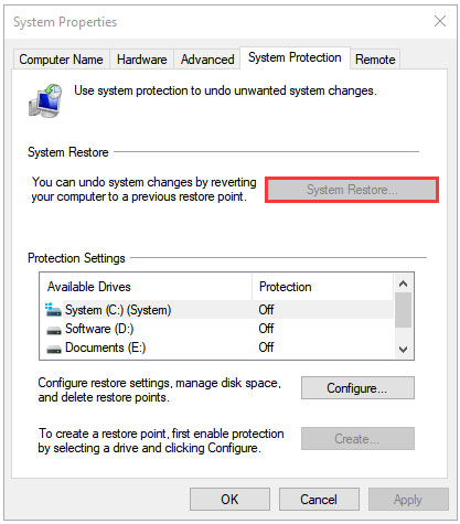 click System Restore