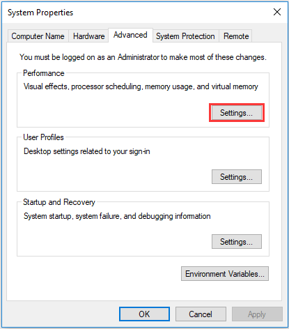 set up system property