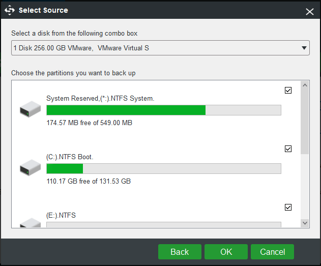 check all the partitions of system disk