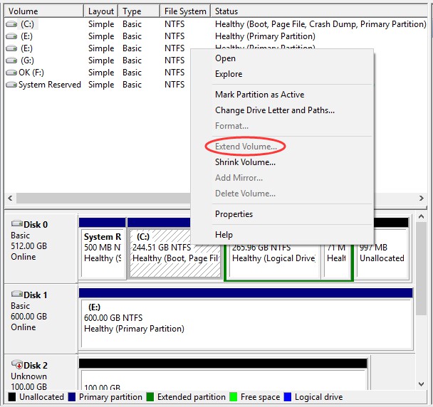 disk management warning