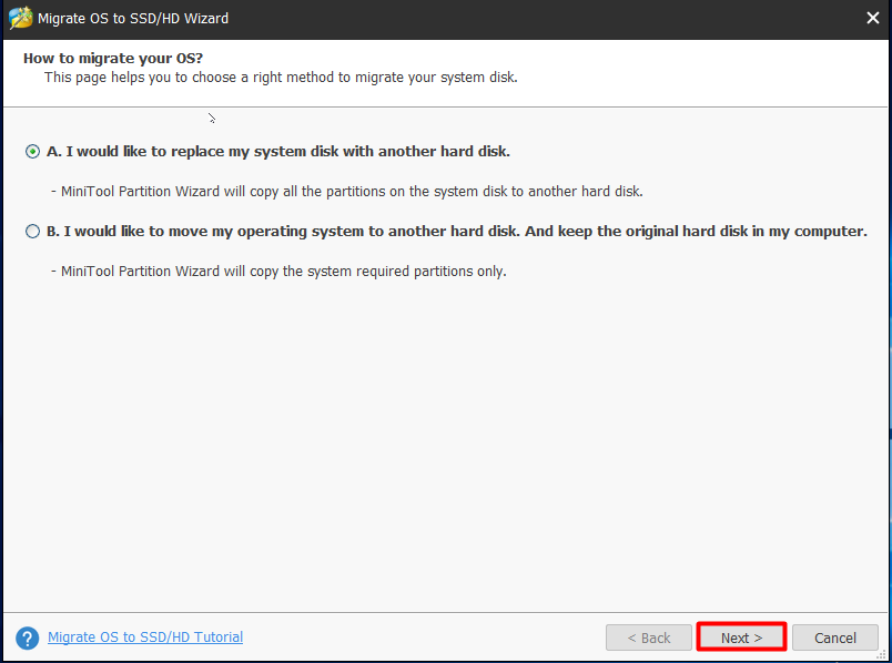 choose migrate options