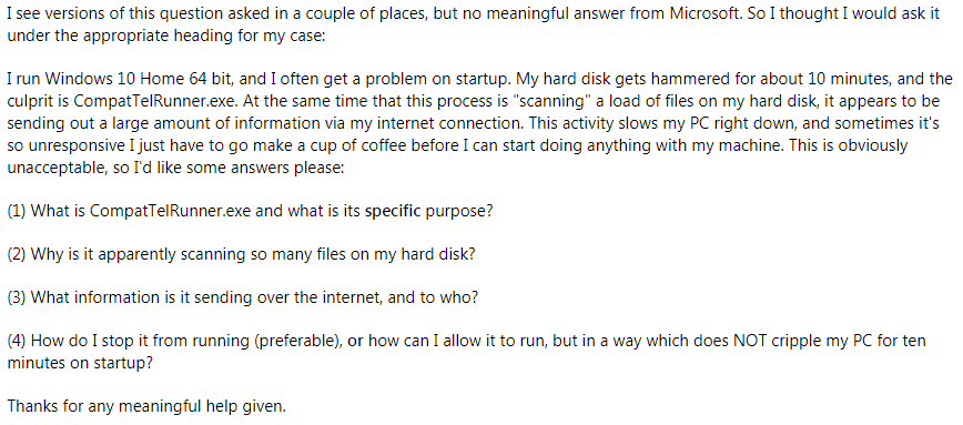 a post seeking help on answers.microsoft.com