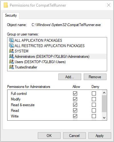 change permissions