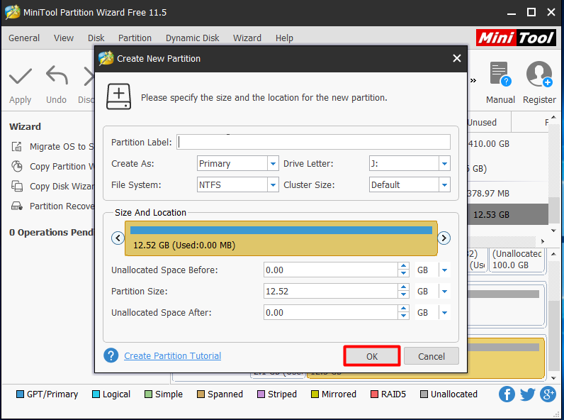 create a primary partition