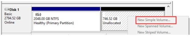 cannot create a new simple volume