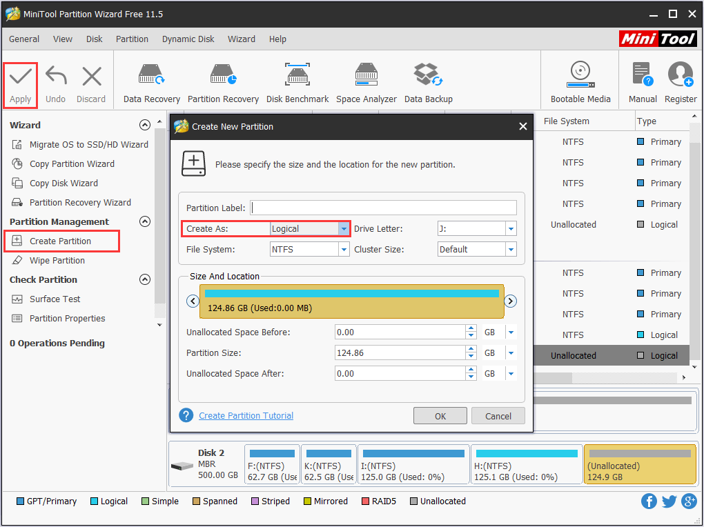 create a partition