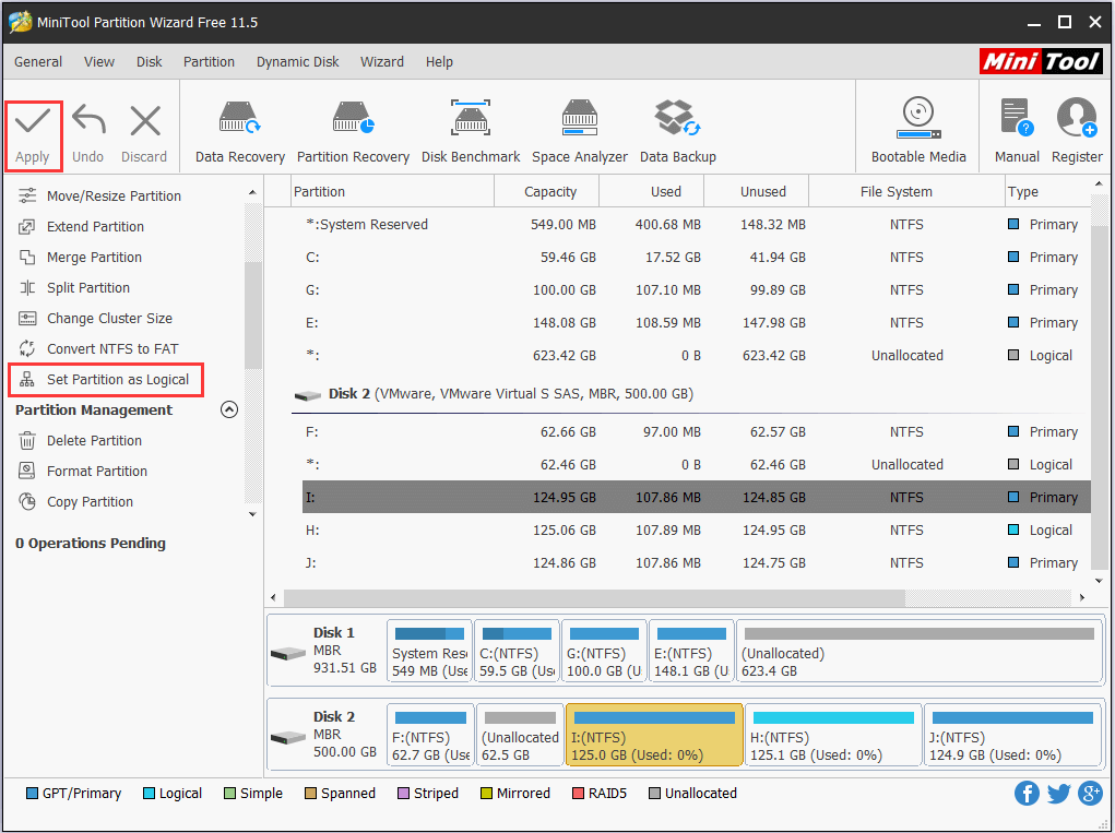 set partition logical