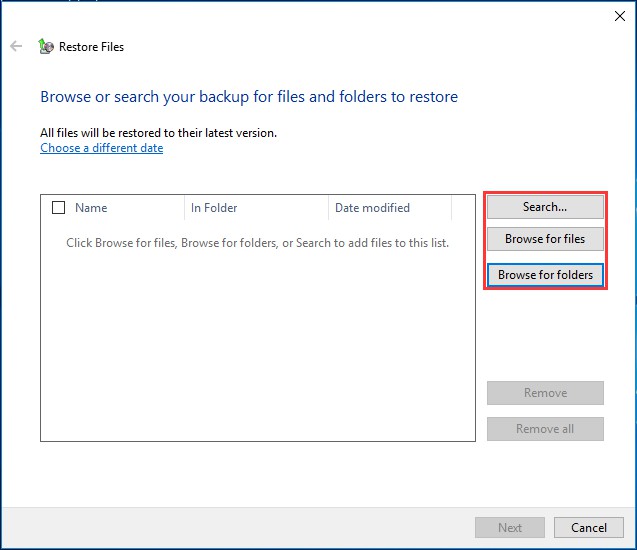 select browse for folders
