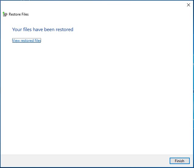 review the restored files and click Finsh