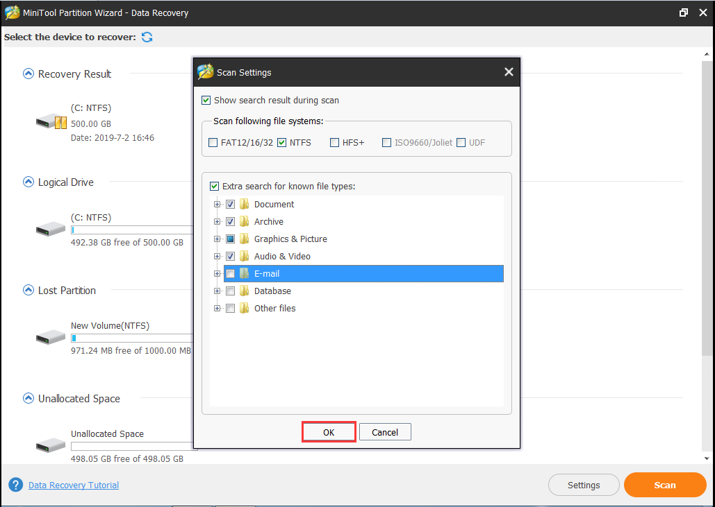 set more detailed parameters to scan