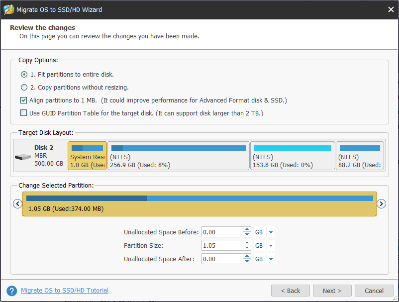 choose a copy option for cloning
