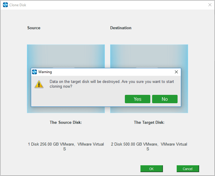 choose disks for cloning