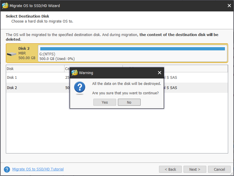 choose a target disk SSD