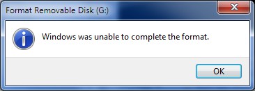 unable to format