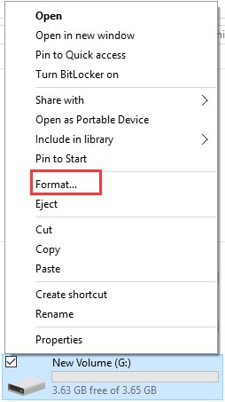 format a partition