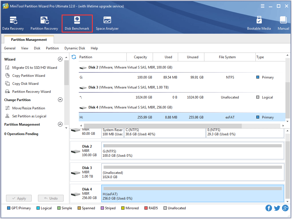 click Disk Benchmark on the main interface