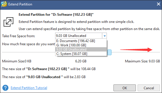 take space from other partition or unallocated space