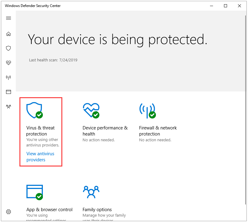 click Virus & threat protection