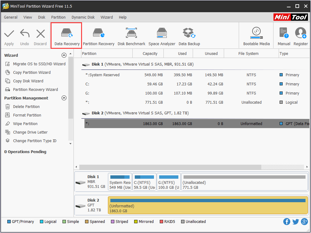 go to Data Recovery module