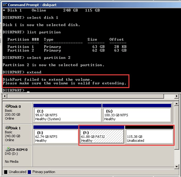 extend fat32 partition dm 1