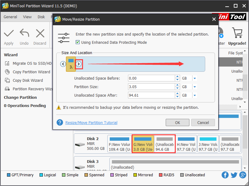 extend primary partition with adjacent unallocated space
