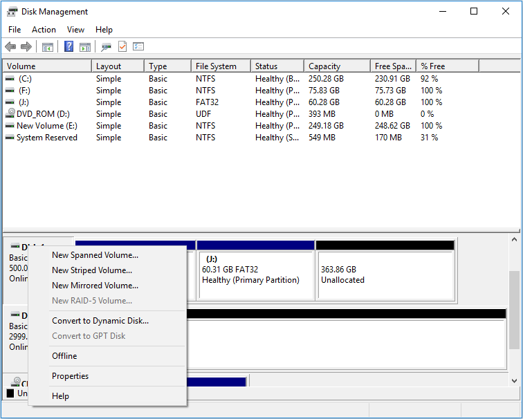 manage disk in Disk Management