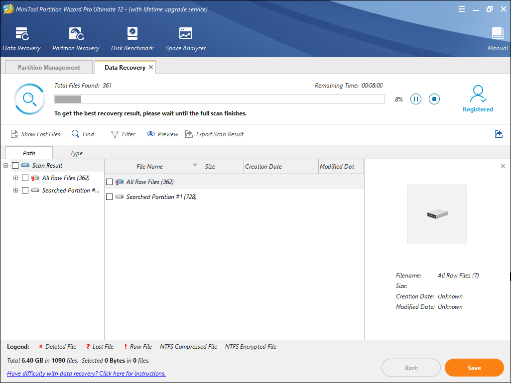 the software is scanning your drive