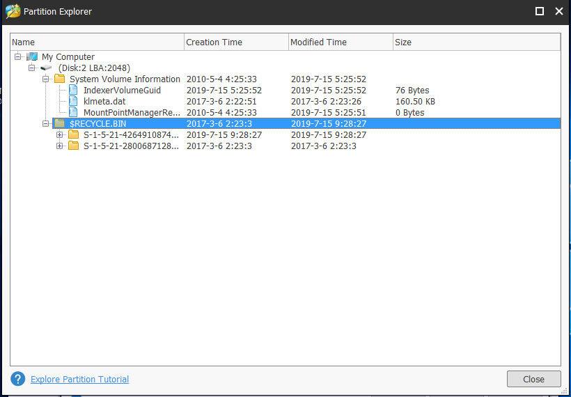 partition explorer