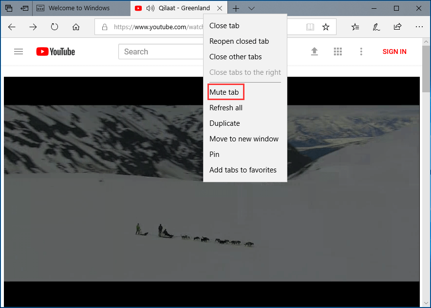 Windows 10 1803 Mute Tab