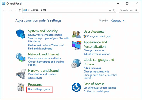 uninstall program