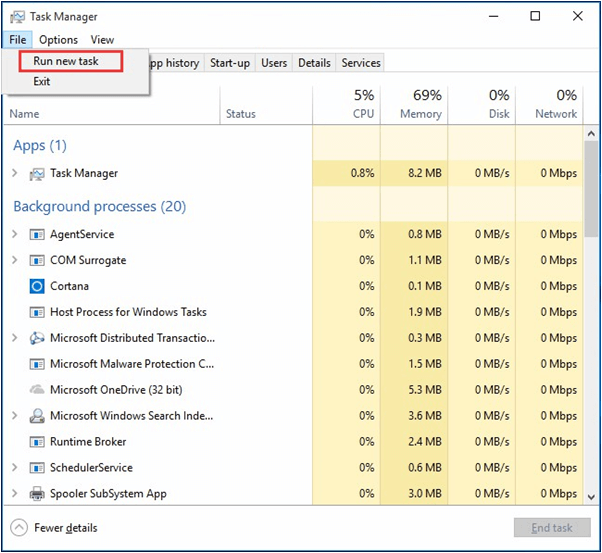 run new task