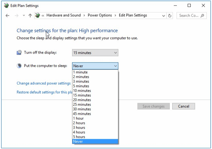 change settings for the plan