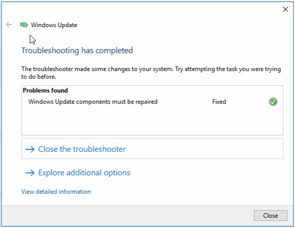 complete the troubleshooting