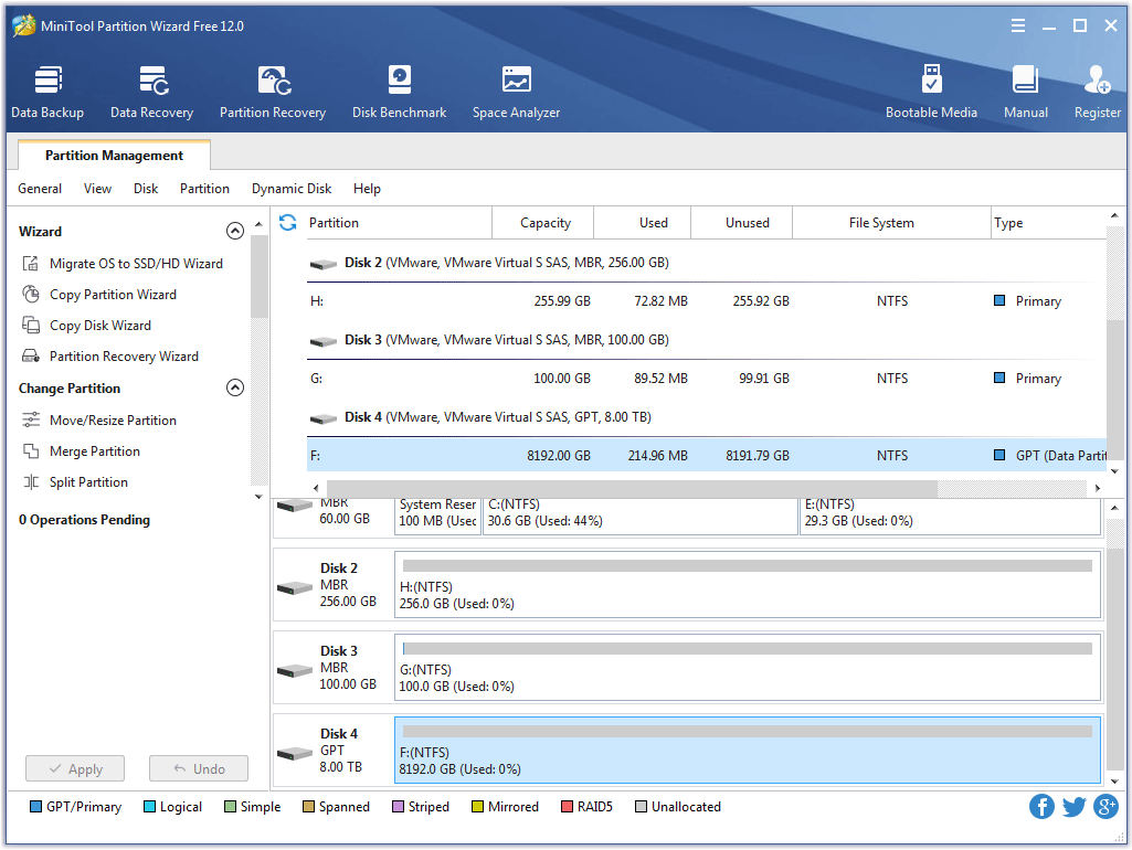 the main interface of MiniTool Partition