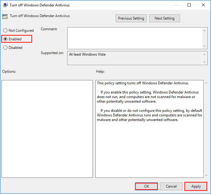 disable Windows Defender