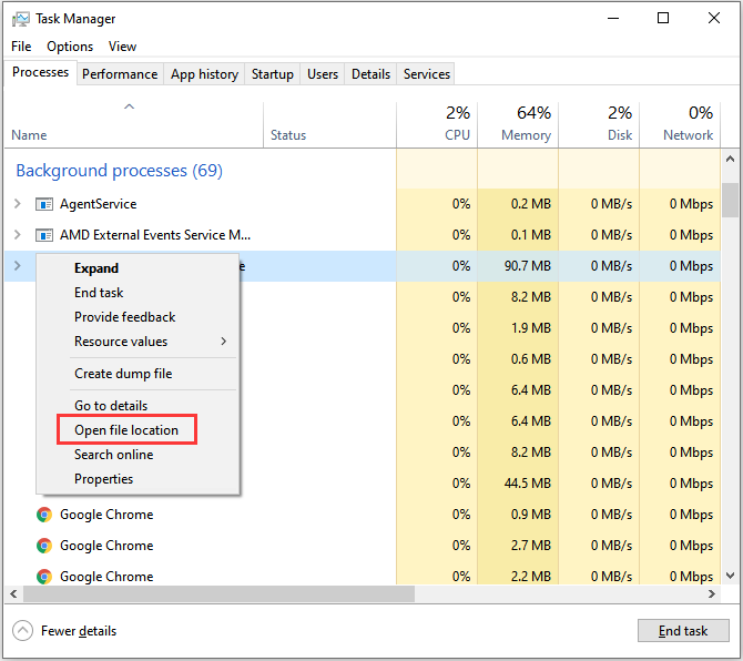 click Open file location