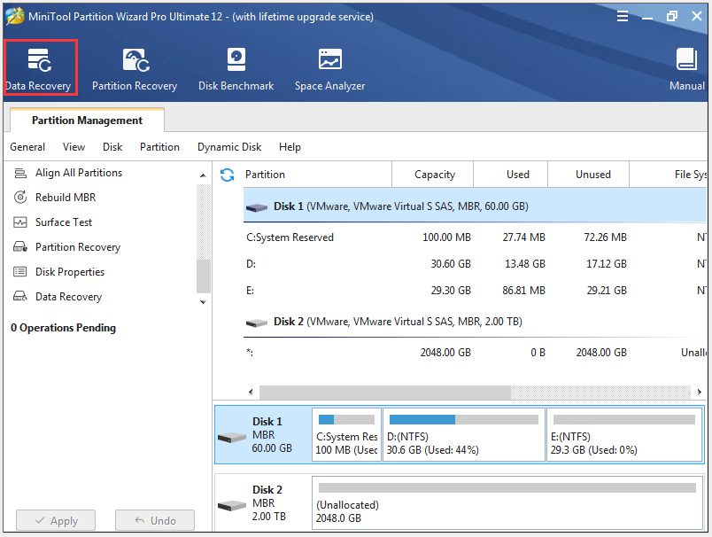 click the Data Recovery feature