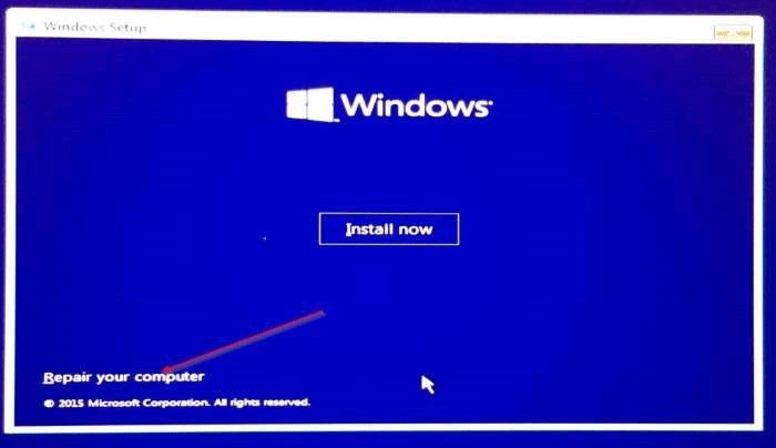 click Repair your computer