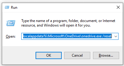 run the %localappdata%\Microsoft\OneDrive\onedrive.exe /reset