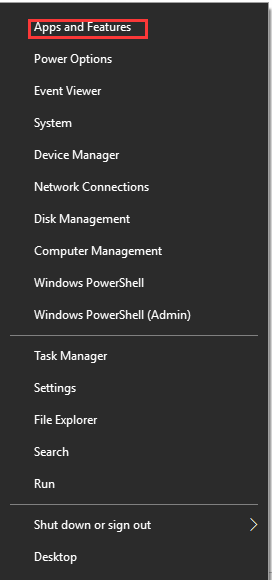 select Apps and Features