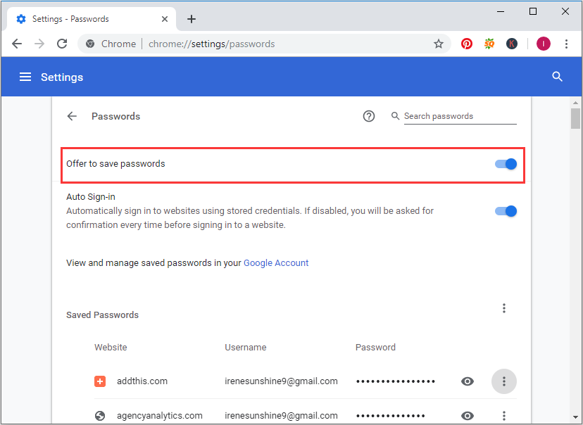 windows asking for password for chrome passwords