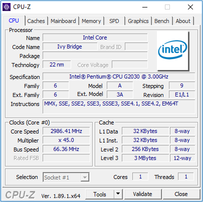 CPU tab of CPU-Z