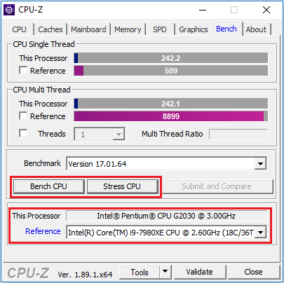 bench CPU in CPU-Z