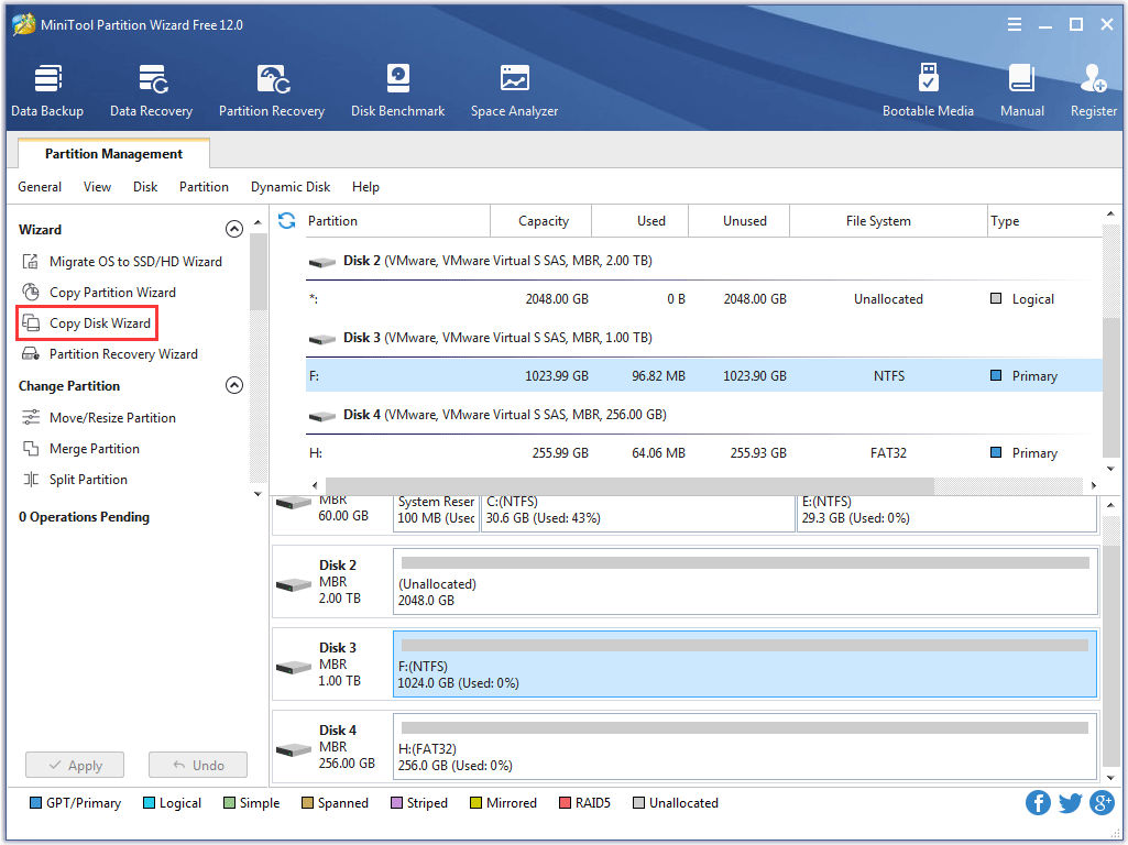 activate the Copy Disk Wizard feature