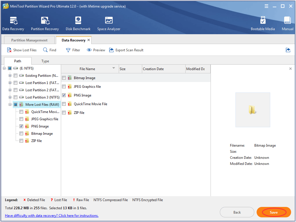 click the Save button to restore the checked files to the computer