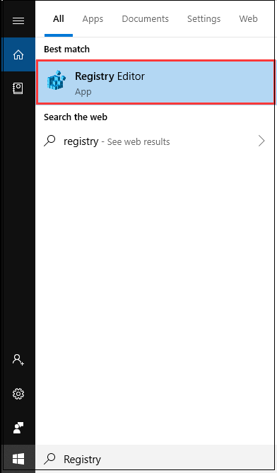 Type Registry Editor in the search box