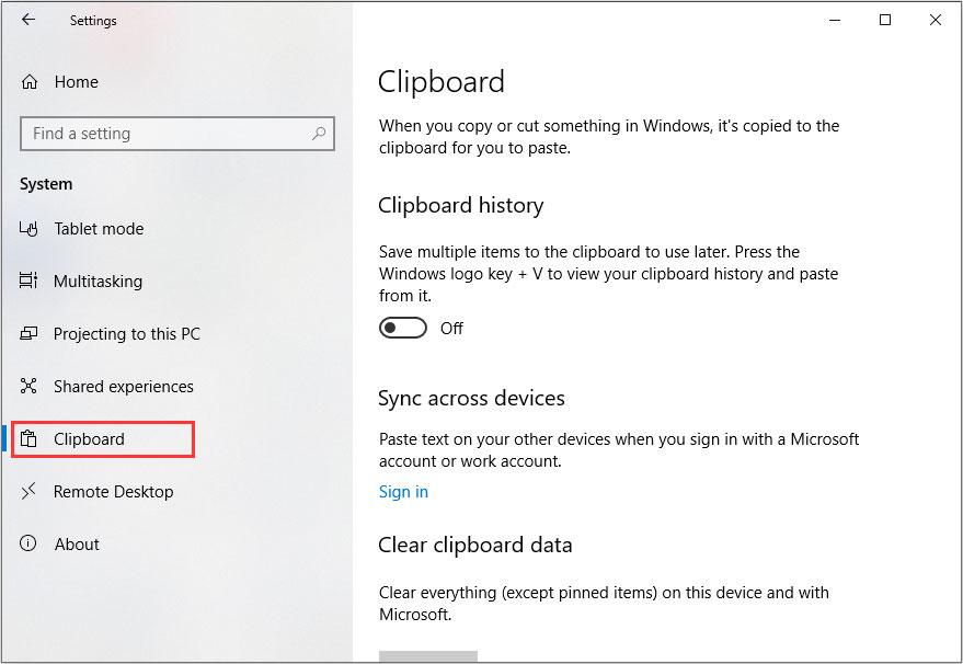 Enable and Customize Clipboard History in Windows 10 MiniTool