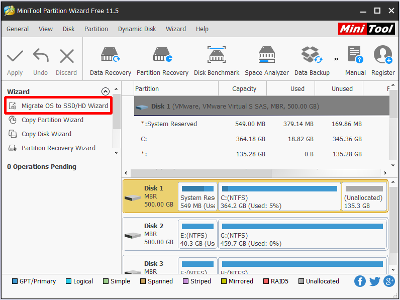 click Migrate OS to SSD/HD Wizard