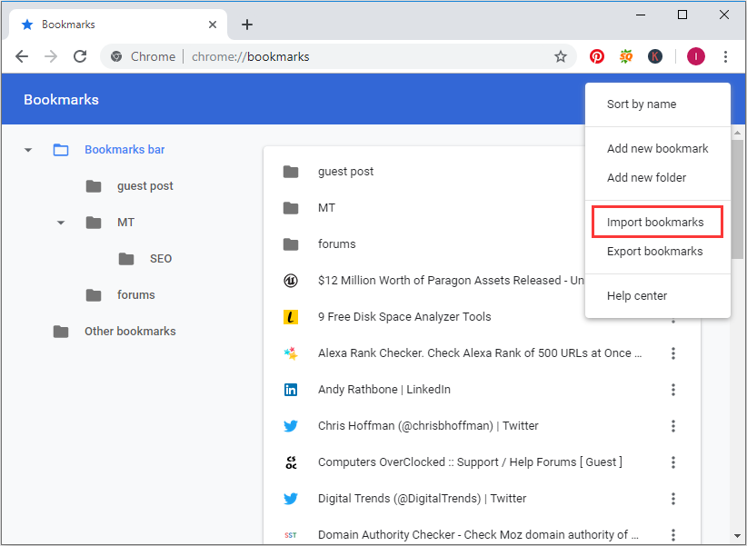 import bookmarks Chrome