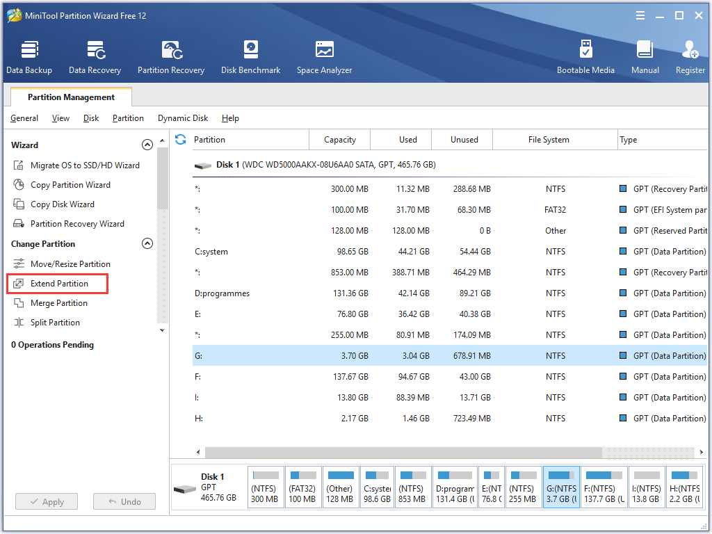 extend partition